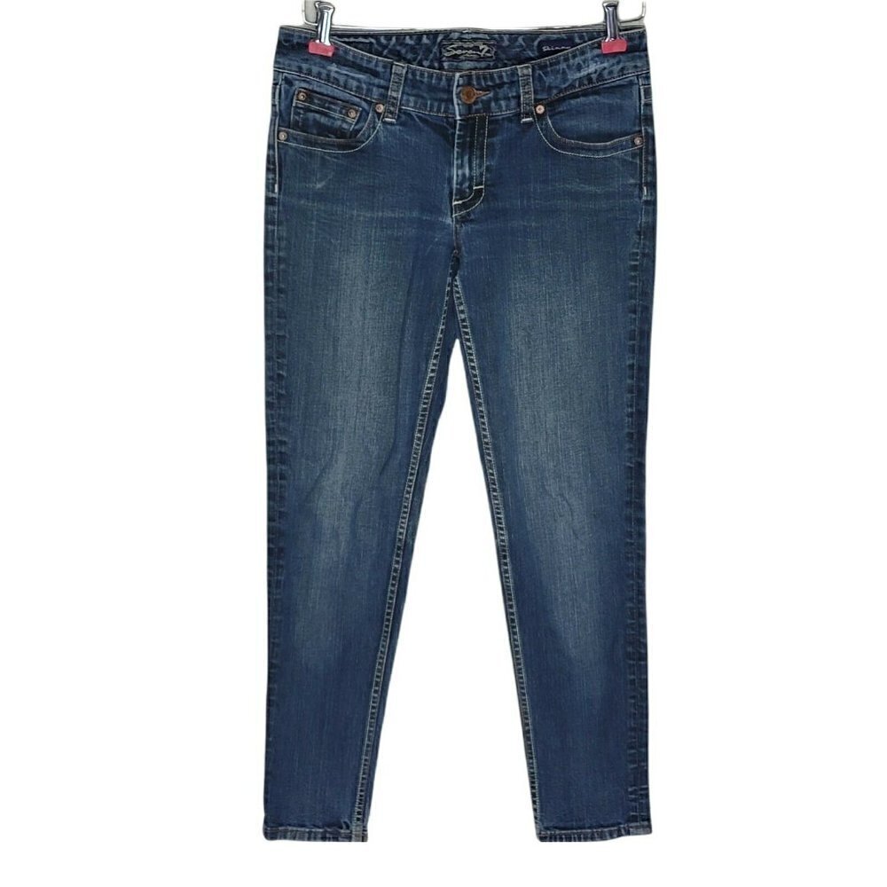 Seven7 Skinny Jeans Size 30 30X28 Blue Lightly Distressed Stretch Denim